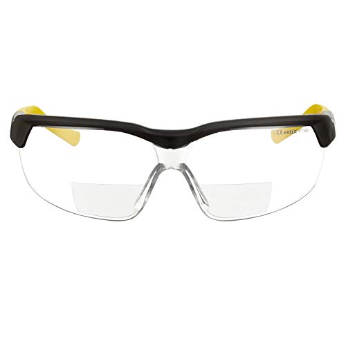 voltX GT ADJUSTABLE (2020 model) Occhiali di sicurezza da lettura BIFOCALI con certificazione CE EN166FT (Trasparente +2.5 diottrie), Rivestimento anti-condensa, Lente UV400.Bifocal Safety Glasses