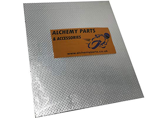 Alchemy Parts Adesivo Scarico Motore Protezione Calore Telo 40 x 33cm Ideale per Moto, Auto - Alu & Riflettente