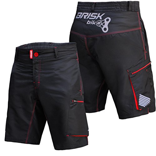 Brisk Bike MTB Padded Shorts for Cycling Model 6 (Red Black, M)