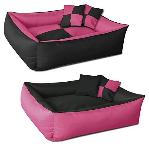 BedDog® 2in1 Max Quattro Nero/Rosa XL, 100x85 cm, Letto per Cane M Fino a XXXL, 9 Colori, Cuscino, Divano, Cestino per Cane