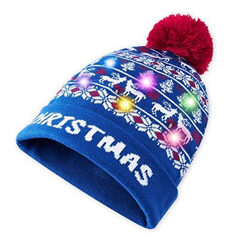 chicolife Natale Cappello Beanie Natale Lavorato Cappellino con Fairisle Albero Neve Fiocco Renna Stampata Divertente Natale Cappello Inverno Neve Cappello per Uomini Donne Ragazzi Ragazze