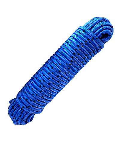 Corda polipropilene 8 mm x 20 m, Blu / Nero Guinzaglio, Multiuso corda, Carico di rottura: 700 kg