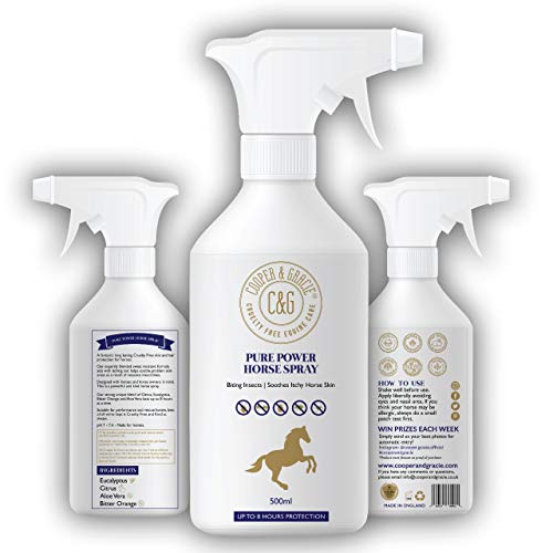 C&G Pets - Spray per cavalli Pure Power da 500 ml, formula resistente al sudore, ingredienti naturali cruelty free, protezione di lunga durata della pelle e dei capelli, aiuta contro il prurito