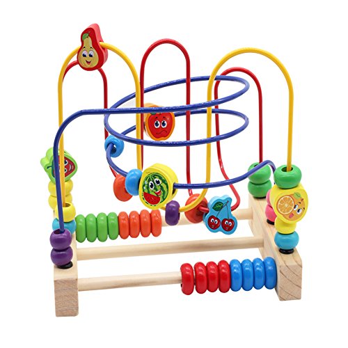 Nuheby Giochi in Legno per Bambini,Labirinto Roller Coaster con Frutta Bead Maze Gioco Perline Giochi Educativi Regalo Ragazza Ragazzo 3 4 5 6 Anni