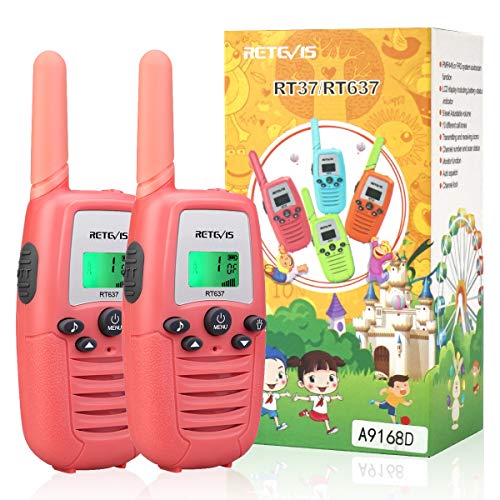 Retevis RT637 Walkie Talkie Bambini,Regali Giocattolo per Ragazze e Ragazzi,PMR446 VOX Torcia Facile Operazione,Ricetrasmittenti Bambini per Giochi da Campeggio,Giardino o al Coperto(Rosa,1 Paio)