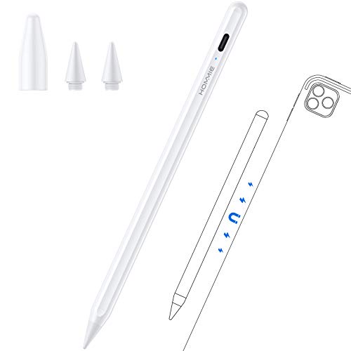 Penna Ipad Magnetica con 1.0mm Nitido, Ipad Pencil Prima Seconda Generazione Touch-Proof per Penna Ipad 8/7/6, Ipad air 3;4, IPad Mini 5, Ipad Pro 2020 (11;12.9); Ipad 2018;2019;2020; con due punte.