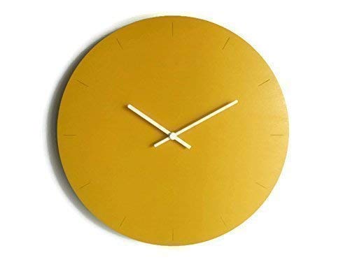 Diametro 42 cm grande orologio da parete tondo silenzioso colorato come giallo banana Particolari orologi a muro analogici con meccanismo al quarzo senza ticchettio Design moderno ed originale