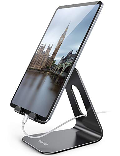 Eono by Amazon - Supporto Tablet, Supporto Regolabile : Universale Stand Dock per 2018 Pad PRO 10.5, PRO 9.7, PRO 12.9, Pad Mini 2 3 4, Pad Air, Air 2, Phone, Samsung Tab, Altri Tablets - Nero
