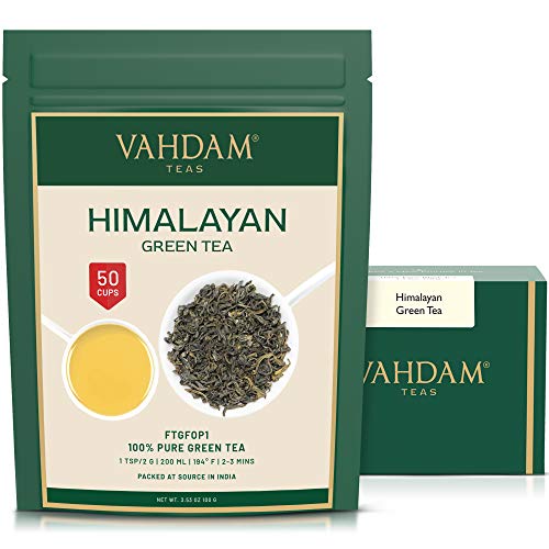 Foglie Di Tè Verde Da Himalayan, 100g (50 tazze) | Il Thè Verde Disintossicante Per perdere peso | Ricco di antiossidanti | the in foglie | Green Tea dall'India