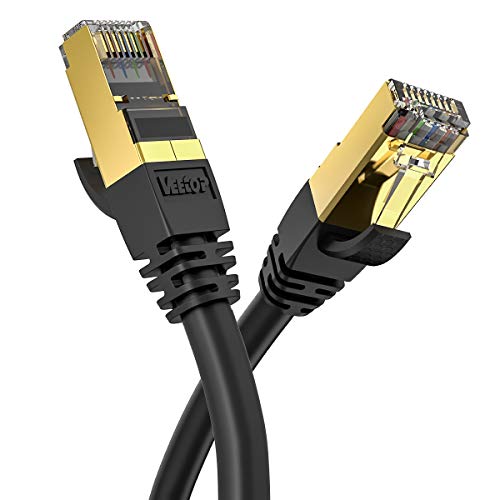 Veetop Cavo Ethernet LAN Cat 8 RJ45, SFTP velocità Cavo di Rete 40 Gbps / 2000Mhz (5m Nero)