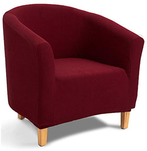 TIANSHU Poltrona da Cocktail Chesterfield Fodere coprisedia, Elasticizzato Jacquard Antiscivolo 1-Pezzo Fodere coprisedia Tub Chair Copridivano(Copertura della Sedia della Vasca,Bordeaux)