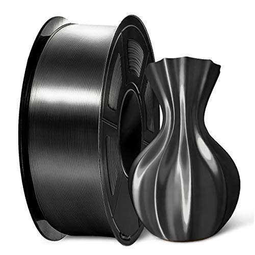SUNLU 3D Filament 1.75, Shiny Silk PLA Filament 1.75mm, 1KG PLA Filament 0.02mm for 3D Printer 3D Pens, Black 