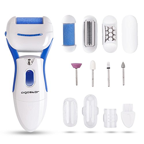 Aigostar Smooth 32JVR - Epilatore Elettrico senza Fili, Dispositivo di rimozione calli a batteria, Pedicure multifunzione, Testa rimovibile, Luce a LED, Pedicure, Rasatura e Rifinitura, Manicure.