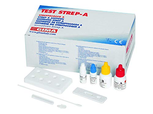 Gima - Card per Test Streptococco A, Rapid Test, Tampone Faringeo, Uso Professionale, 20 cassette