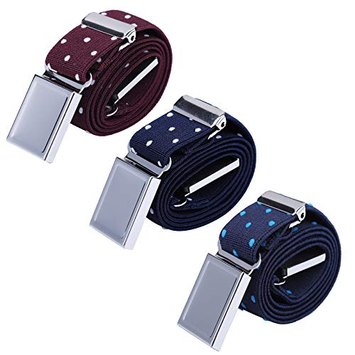 WELROG Cintura magnetica elastica per bambini - Ragazzi con cinturini elasticizzati regolabili Ragazze Cinture per bambini di AWAYTR (Nero/Vino Punti rossi e bianchi/Blu scuro ondulato)