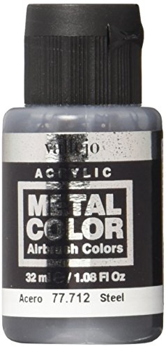Acrylicos Vallejo Metal Color - Vernice Semi Opaca in Alluminio, 32 ml, Grigio (Steel)