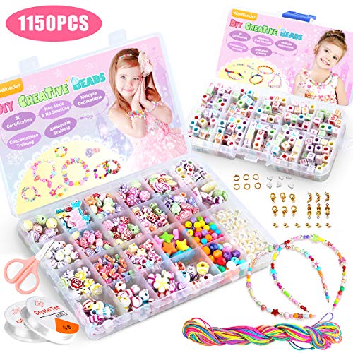 WinWonder Bambini Perline,1150 PCS Perline Colorate dei Bambini Fare Gioielli Braccialetti Necklace Kit Perline Lettere per Ragazze
