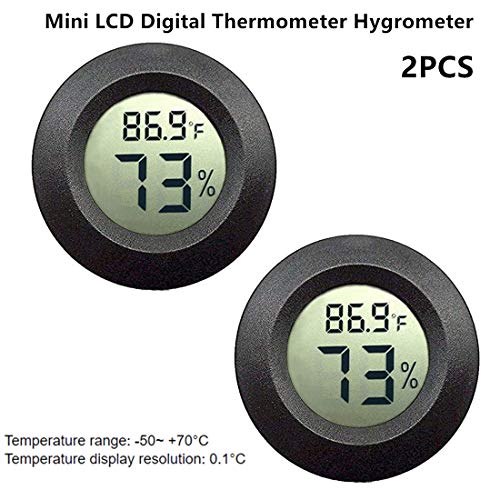 ZHITING Mini termometro digitale, monitor LCD Misuratore di umidità per interni esterni per umidificatori Deumidificatori Serra Seminterrato Babyroom Fahrenheit o Celsius (Black-2 PCS)