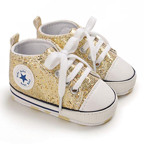 Carolilly Neonato Scarpine Primi Passi Sneaker Bambini Bambina Scarpe Antiscivolo con Pailettes 0-18 mesi