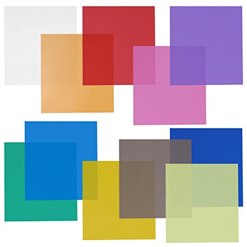 Neewer - Set di 11 filtri in gel trasparente, 12 x 30,5 cm, per studio fotografico (verde, blu, viola, rosa, rosso, grigio chiaro, grigio scuro, giallo, beige, verde fresco, blu acido)