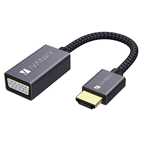 IVANKY Adattatore HDMI a VGA, Guscio in Alluminio, 1080P Full HD, Cavo Adattatore HDMI (Maschio) to VGA (Femmina) per PC, Computer Portatili, HDTV, Xbox - Nylon Intrecciato