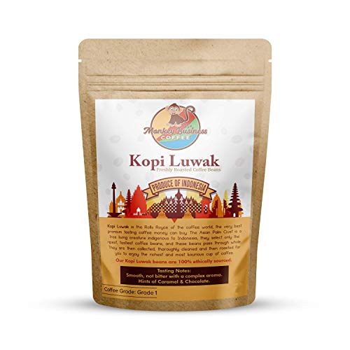 Monkey Business Coffee - Chicchi di caffè Selvatico Kopi Luwak - 2 Chilogrammi (Altri Pesi E Tipi Di Fagioli Disponibili) - Sourced Sostenibile (Dall'indonesia)