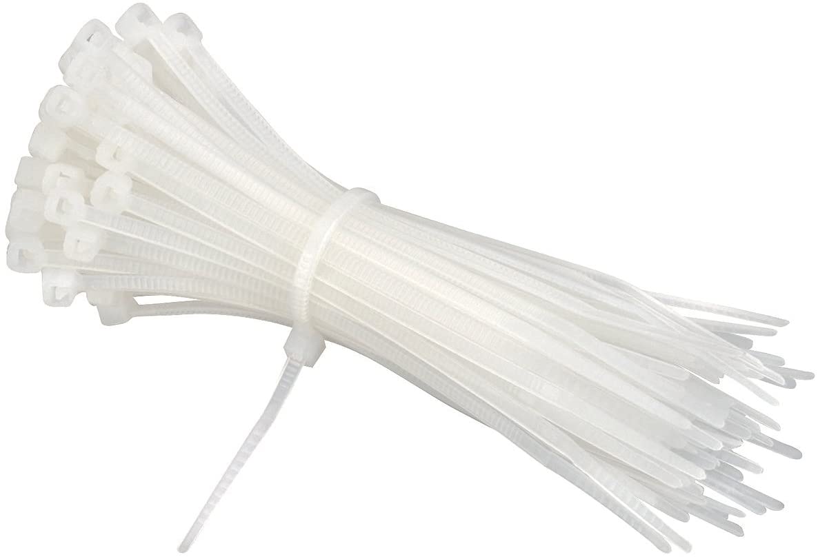 intervisio Fascette Plastica per Cablaggio 200 mm x 2,5 mm, Fermacavo Bianche, Elettricista 200mm Nylon Cavi Velcro Stringicavo, Bianco, 100 Pezzi