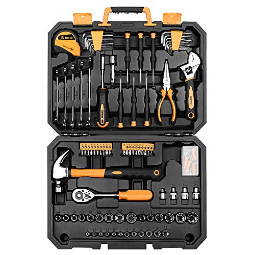 Set di utensili da 128 pezzi - Kits di attrezzi per uso domestico generico, set di strumenti di riparazione automatica, con custodia di plastica per attrezzi