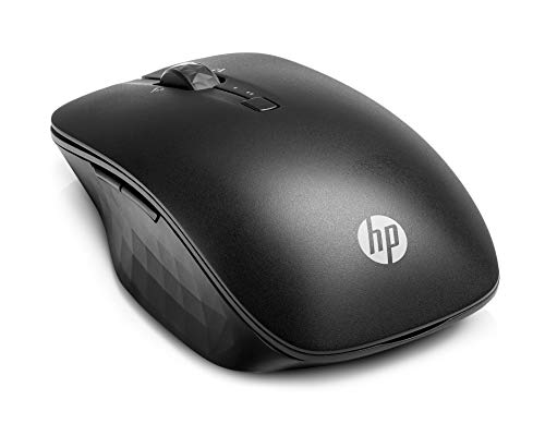 HP - PC Bluetooth Travel Mouse wireless, sensore track-on-glass, navigazione dual-device, quattro pulsanti programmabili, Nero