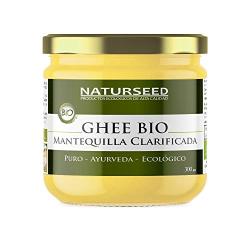 Naturseed Ghee Organico - Burro purificato Ayurveda - senza lattosio - solo pascoli biologici - Sweet Flavor - 250º- Ricette gratis (300gr)