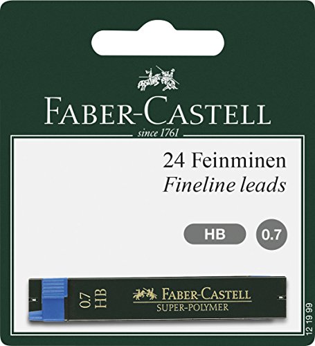 Faber-Castell 121999 – Mine super-polymer, Durezza HB, 0.7 mm, 24 pezzi