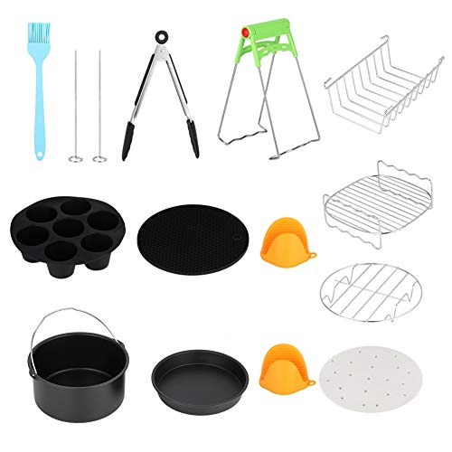 Kit di accessori per cucine universali da 7 pollici 12 pezzi per friggitrice ad aria calda con accessori per cestini per torte, meno olio, meno grassi