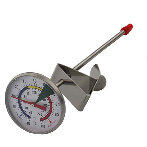 Termometro per schiumalatte con sonda in acciaio inox da 175 mm e supporto a clip