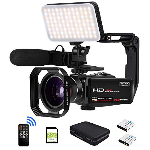 Videocamera FHD 1080P 30FPS Videocamera per vlogging Videoregistratore digitale Visione notturna a infrarossi con MIC, luce LED, obiettivo grandangolare