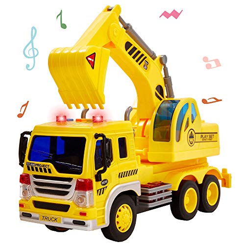 HERSITY Escavatore Camion Grande Macchinine Giocattolo con Luci e Suoni Veicoli da Costruzione Regalo per Bambini 3 4 5 Anni (1/16)