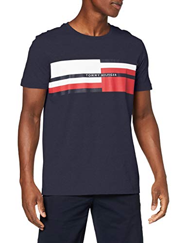 Tommy Hilfiger Abstract Stripe Tee Camicia Sportiva, Blu (Desert Sky), X-Small (Taglia Unica:) Uomo