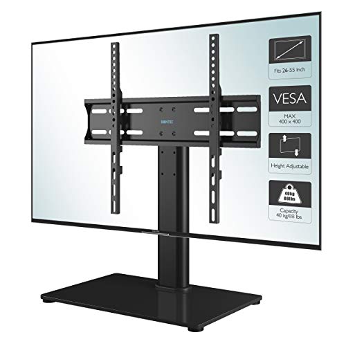 BONTEC Universale Supporto TV, Altezza Regolabile Piedistallo Stand per Schermo 26-55 Pollici LCD/LED/Plasma, VESA max 400x400 mm, che Regge fino a 40 Kg