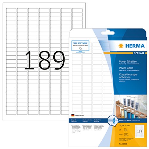 HERMA Etichette per Marcatura, 25,4 x 10 mm, Etichette Adesive A4 per Stampante, 189 Etichette per Foglio, Bianco