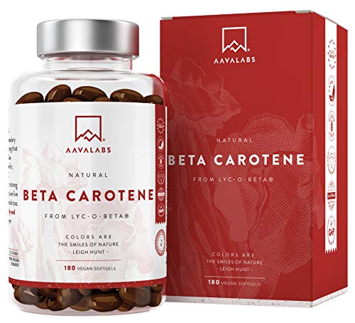 Betacarotene [25000 iu] 180 capsule vegan contenenti la Lyc-O-Beta e Olio Extra Vergine di Oliva – sostegno naturale per l’abbronzatura, la salute degli occhi, della pelle, e del sistema immunitario