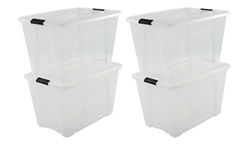 Iris Ohyama New Top Box NTB-60 lote di 4 scatole di immagazzinaggio impilabili, Plastica, Trasparente / 60 L, 4 unità