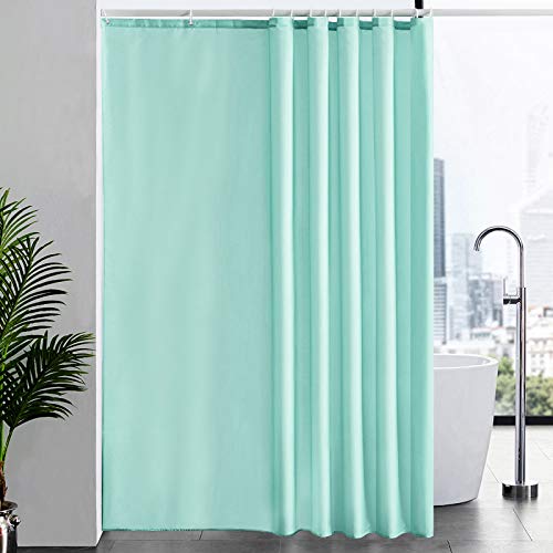 Furlinic Tende Doccia Anti-Muffa Tessuto in Poliestere Verde Tende Doccia Angolare Impermeabile Lavabile Tenda Vasca da Bagno con 12 Ganci Tenda Doccia 200x240cm.