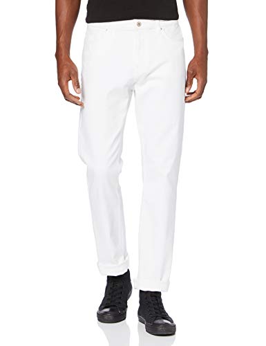 Marchio Amazon - find. Jeans Slim Fit con Elastici Uomo, White, 31W / 32L, Label: 31W / 32L