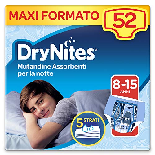 Drynites Mutandine Assorbenti per la Notte per Bambino, 27-57 Kg, Confezione da 52 pezzi (4 x 13)