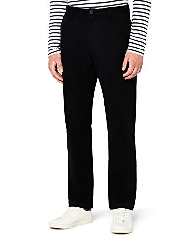 Marchio Amazon - MERAKI Pantaloni Regular Fit in Cotone Uomo, nero (nero), 40W / 32L, Label: 40W / 32L