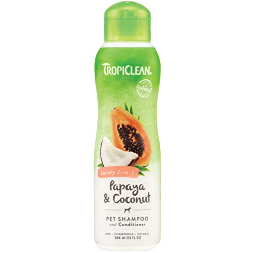 Tropiclean Papaya e Cocco 2-in-1 Shampoo e Balsamo per Animali Domestici, 12 oz, Made in USA