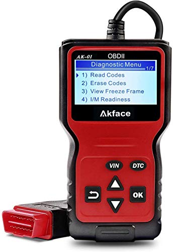 Akface OBD2 Auto Diagnostica,Scanner OBD2 Per Auto,Lettore OBD2, Lettore Codice Errore Motore Veicolo Con Display HD, Rosso