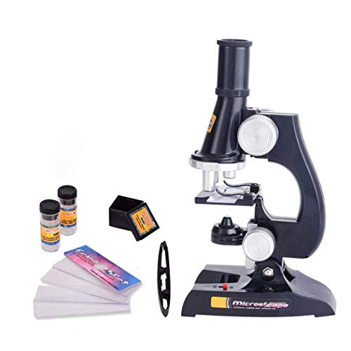 Sipobuy Microscopio per Bambini, Kit per microscopi per Bambini con ingrandimento 100x 200x 450x con luci a LED, Il Mio Primo Set di Giocattoli per microscopia per la Prima educazione