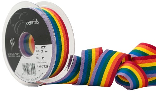 Berisfords Nastro Righe Arcobaleno 25 mm, Multicolore