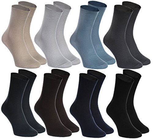 Rainbow Socks - Donna Uomo Calze Diabetici Senza Compressione - 8 Paia - Beige Marrone Nero Graphite Blu Marina Kaki Blu Grigio - Taglia 44-46