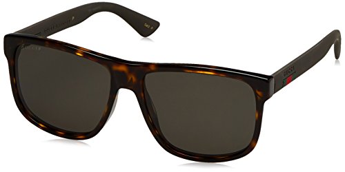 Gucci GG0010S 003 Occhiali da Sole, Marrone (Avana/Grey), 58 Uomo